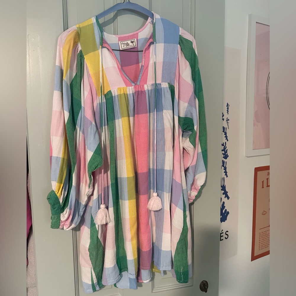 Mille Multi Color Pastel Long Sleeve Dress SIZE SMALL